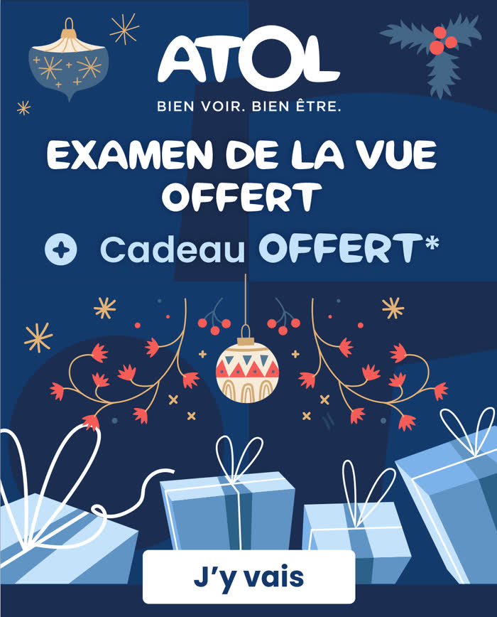 Display — Opticien — examen de la vue offert, habillage de fin d'année