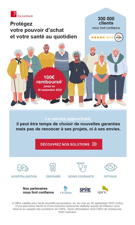 Emailing — Assurance senior — pouvoir d'achat et santé au quotidien
