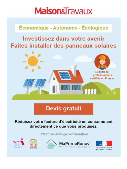 Emailing — Panneaux solaires — seconde version, plus illustrée, centrée sur le devis
