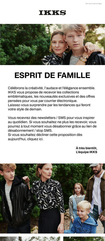Emailing — Prêt-à-porter — email de bienvenue : la photo de campagne porte tout le message