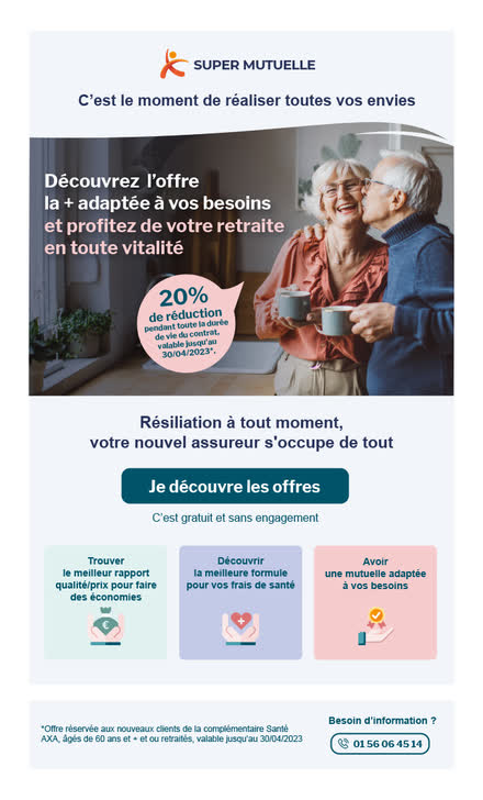 Emailing — Mutuelle senior — remise affichée sur la durée du contrat, trois bénéfices en pied