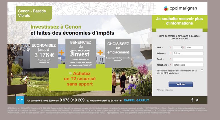 Landing page — Investissement locatif — landing défiscalisation