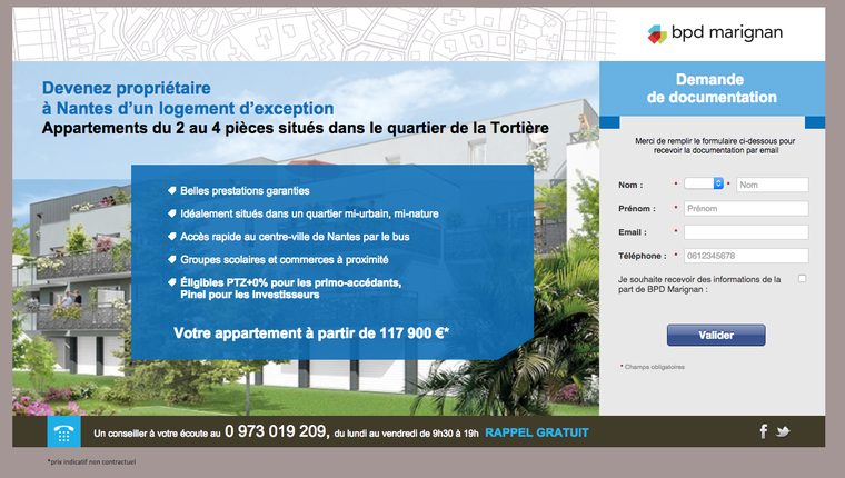 Landing page — Programme neuf — demande de documentation