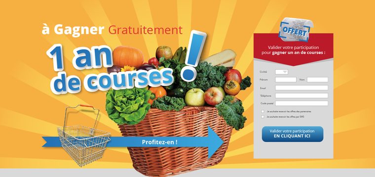 Landing page — Jeu « 1 an de courses » — promesse lisible en trois secondes