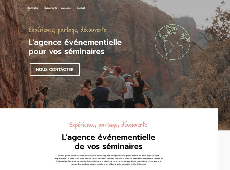 Secret Barcelona — Agence événementielle : page d'accueil construite autour des destinations et des expériences sur mesure, références clients en bas de page.