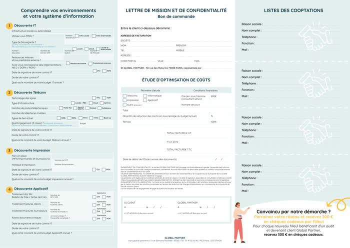 Audit informatique — verso : questionnaire de découverte et bon de commande à remplir