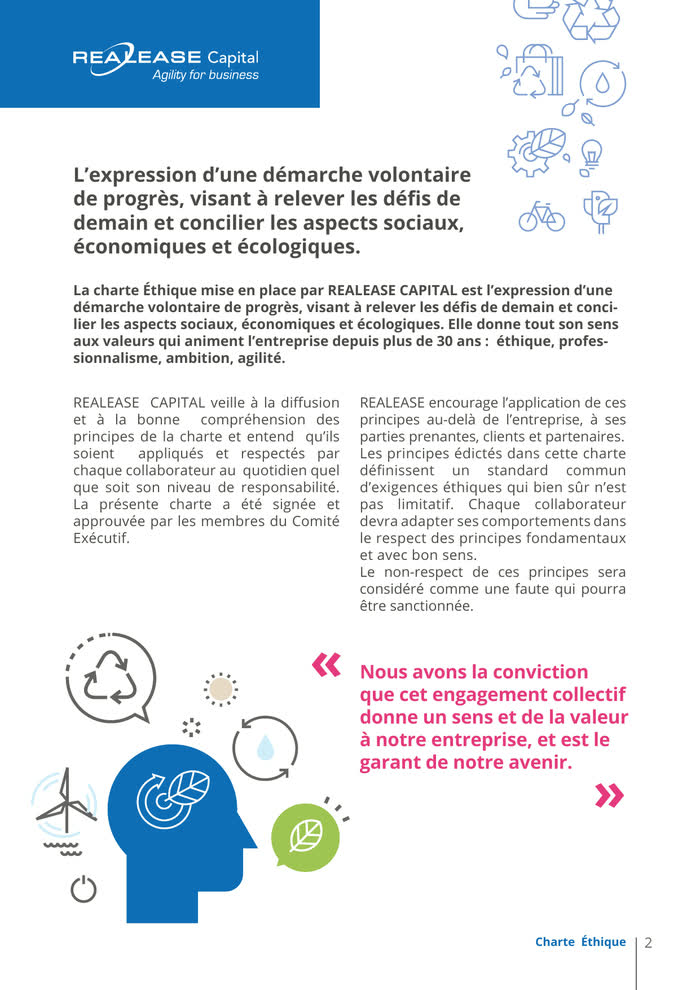 Charte éthique — engagements sociaux, illustrations vectorielles et citations en exergue