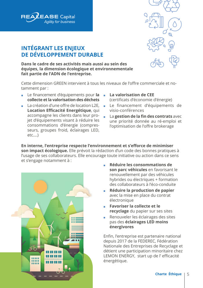 Charte éthique — développement durable, mise en page à deux colonnes