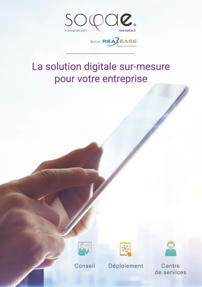 Solution digitale d'entreprise — couverture d'une plaquette quatre pages